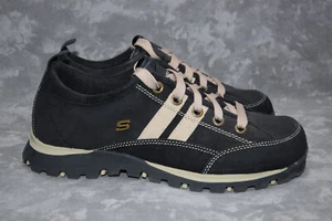 Skechers Grand Jam Sneakers Women’s 9.5 Black Suede Tan Stripes Chunky Y2K Shoe - Picture 1 of 13