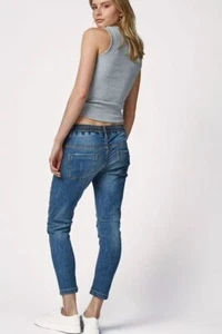 Jean de mezclilla para mujer con dibujos de cuerda elástica de ajuste relajado.UK10 12 14 16 18 20 - Imagen 1 de 6