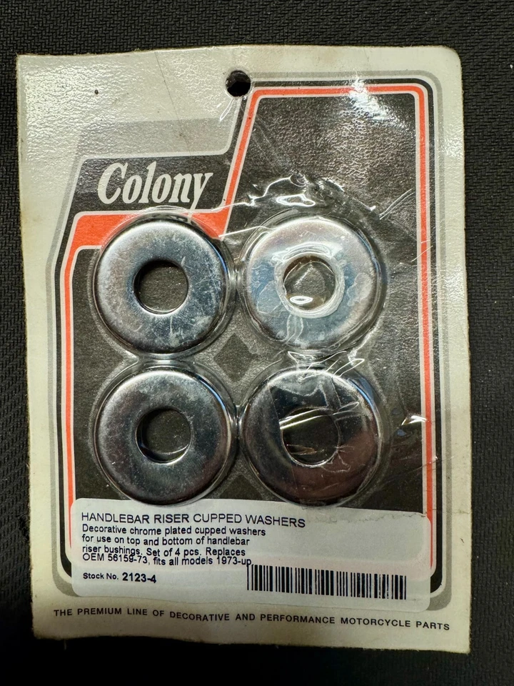 #2123-4 Arandelas elevadoras elevadoras de manillar Harley-Davidson 1973-up todos los modelos cromadas Foto 1 de 1