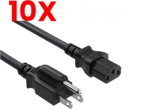 10X Premium 6ft NEMA 5-15P to C13 Universal AC Power Cord 18AWG SVT 10A/125V - Picture 1 of 2