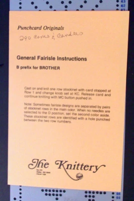 Brother Knitting Machine Punch card Chrisrmas Candles Fairisle Pattern - Image 1 of 2