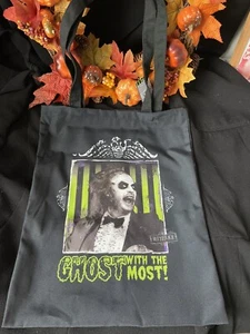 Tk maxx Halloween offizielle BEETLEJUICE seltsame & ungewöhnliche Leckerbissen Tragetasche schwarze Tasche - Bild 1 von 7