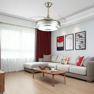 42 Inch 3 in 1 Ceiling Fan LED Light 7 Color & Bluetooth Player for Living Room - Picture 1 of 12