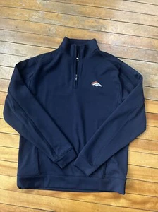 Sudadera Cutter & Buck Talla M Azul Marino NFL Denver Broncos 1/4 Cremallera Pullover Usada en Excelente Condición - Imagen 1 de 9