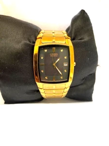 Citizen Unisex Eco Drive Gold Plated Watch100 MT E111-S049368 16CM Wrist Size - Picture 1 of 12