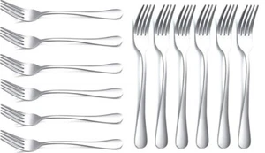 Stainless Steel Silver Dinner Forks Set Cutlery Dining Dishwasher Safe 12 pcs - Picture 1 of 7