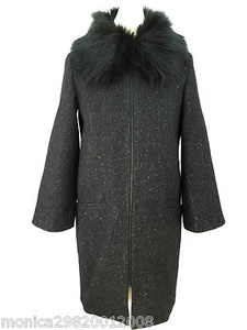 ZARA ABRIGO LANA NEGRO CUELLO PIEL TALLA MEDIANA REF 8307 667 - Imagen 1 de 8