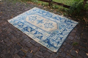 Vintage Handmade Turkish Oriental Bedroom Floor Oushak Area Carpet Rug, 67"x48" - Picture 1 of 8