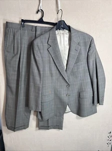Chaps Ralph Lauren Mens 2 piece Suit Custom SZ 44R 38x25.5 Green Glen Plaid Wool - Picture 1 of 20