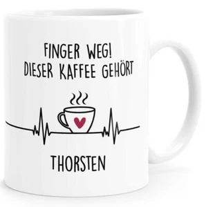Kaffee-Tasse Spruch Finger weg personalisiert mit Name Geschenk für - Bild 1 von 16