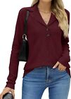 Lomon Womens Fall Sweaters 2023 Knitted V-Neck Collared Business Button...