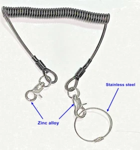 Black secure Tools Lanyard – Retractable  Safety Tether  1 Ring 2 small catchers - Picture 1 of 2