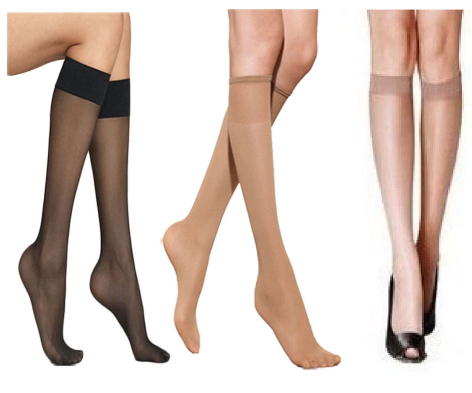 12 pares de calcetines pop hasta la rodilla para damas - 15 denier calcetines transparentes cómodos Top Foto 1 de 1