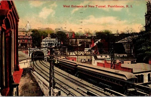 Postal Entrada Oeste Nuevo Túnel Providence RI Espalda Dividida Matasellos 1910 - Imagen 1 de 2