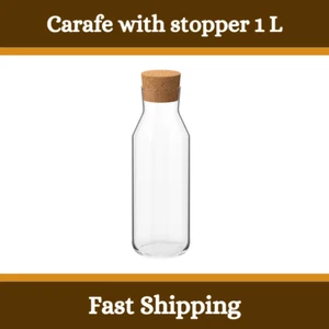 1L Flasche mit Stopfen Klarglas mit Korkstopfen spülmaschinenfest Ikea KARAFFE - Bild 1 von 2