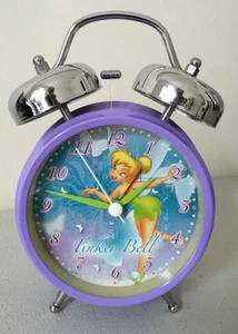 DISNEY Fairies Tinkerbell Twin Bell Alarm Clock Purple Retro Collectible EUC! - Picture 1 of 19