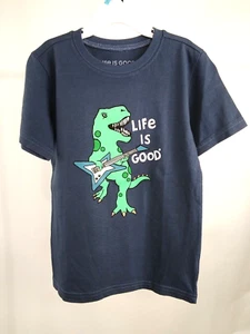 Life is Good Kid Short Sleeve Crusher Tee Dino Rock Blue Medium 81162 - Picture 1 of 8