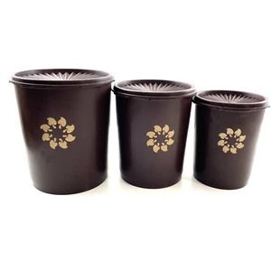 Vintage Tupperware Nesting Canisters Brown Servalier Set of 3 807-809-811 - Picture 1 of 16