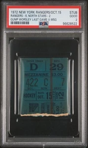 10/15/72 New York Rangers North Stars Hockey Ticket Stub Gump Worsley Last Game - Picture 1 of 2