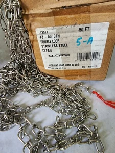 Lot of 50'- #3 Double Loop Chain Stainless Steel - Picture 1 of 3