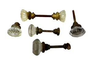 Lot Antique Glass Metal Brass Doorknobs Door Knobs Hardware Parts Star Pattern - Picture 1 of 15