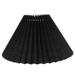 Set of 3 Pleated Lamp Shades for Table Lamps Black Lampshade Large Fabric - Picture 1 of 12