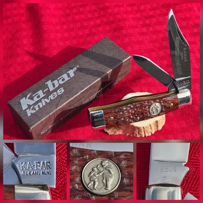 Vintage 1980 KA-BAR Collectors Club 2 Blade Gunstock Jack Knife USA Ser#9624 Box - Image 1 of 4