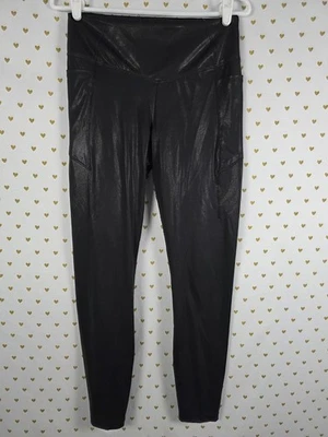 Victorias Secret PINK  WET LOOK Leggings Active MEDIUM Yogas - Image 1 of 4