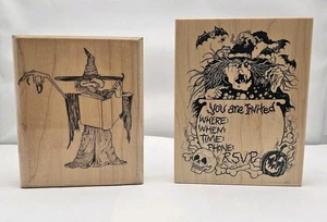 Estampillas de goma de Halloween de colección caldero de brujas invitación y libro de hechizos de bruja asesinada - Imagen 1 de 7