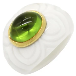 BVLGARI Ring ring Chandra 18K Yellow Gold White ceramic Tourmaline White x - Picture 1 of 8