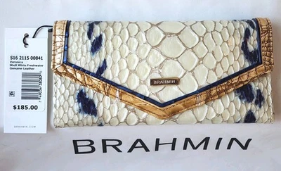 Cartera Brahmin Nueva con Etiquetas Verónica en Shell Blanco Agua Dulce 🤍💙💛 Cuero Genuino Foto 1 de 4