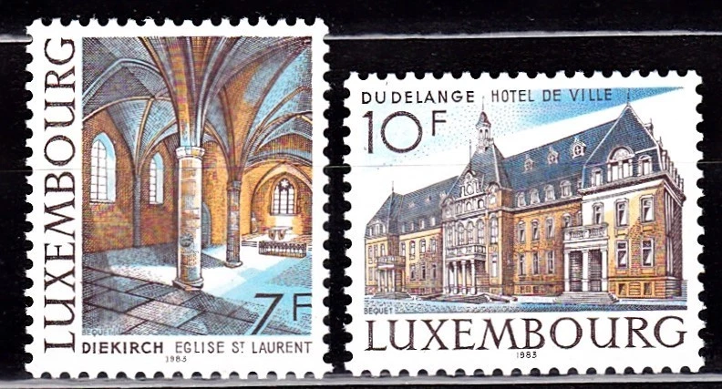 LUXEMBOURG #695-696 MNH TOWN HALL, DUDELANGE & ST. LAWRENCE CHURCH, DIEKIRCH - Image 1 of 1