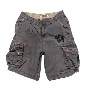 Vintage No Fear Deluxe Cargo Shorts Herren 34 grau Y2K bestickt - Bild 1 von 16