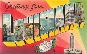 Postcard Large Letter Greetings from Louisiana LA - Picture 1 of 2