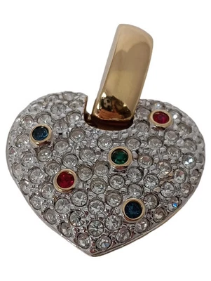 JEAN PATOU Damen Charm Anhänger Herz Mehrfarbig Strasssteine Glamourös - Bild 1 von 3