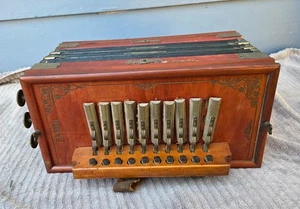 RARE F.A. Böhm Diatonic Melodeon / 1-Row German Concertina Squeezebox Antique - Picture 1 of 14