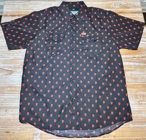 Camisa de franela manga corta Dixxon talla L negra con logotipo estampado por todas partes - Imagen 1 de 10