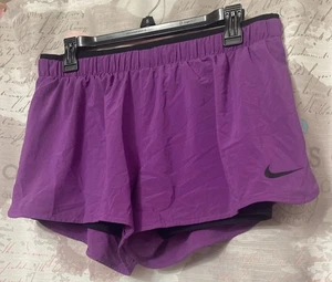 NIKE Dri-Fit 2 In 1 Athletic Running Shorts Purple/Black Women's Size L - Picture 1 of 15