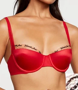 Victoria’s Secret VERY SEXY Lightly Lined Balconette Bra Red Satin 38DD NWT - Picture 1 of 3