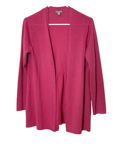 Cardigan rosa J. Jill taglia S sottile lana merino aperto davanti volant raccolto dietro - Foto 1 di 10
