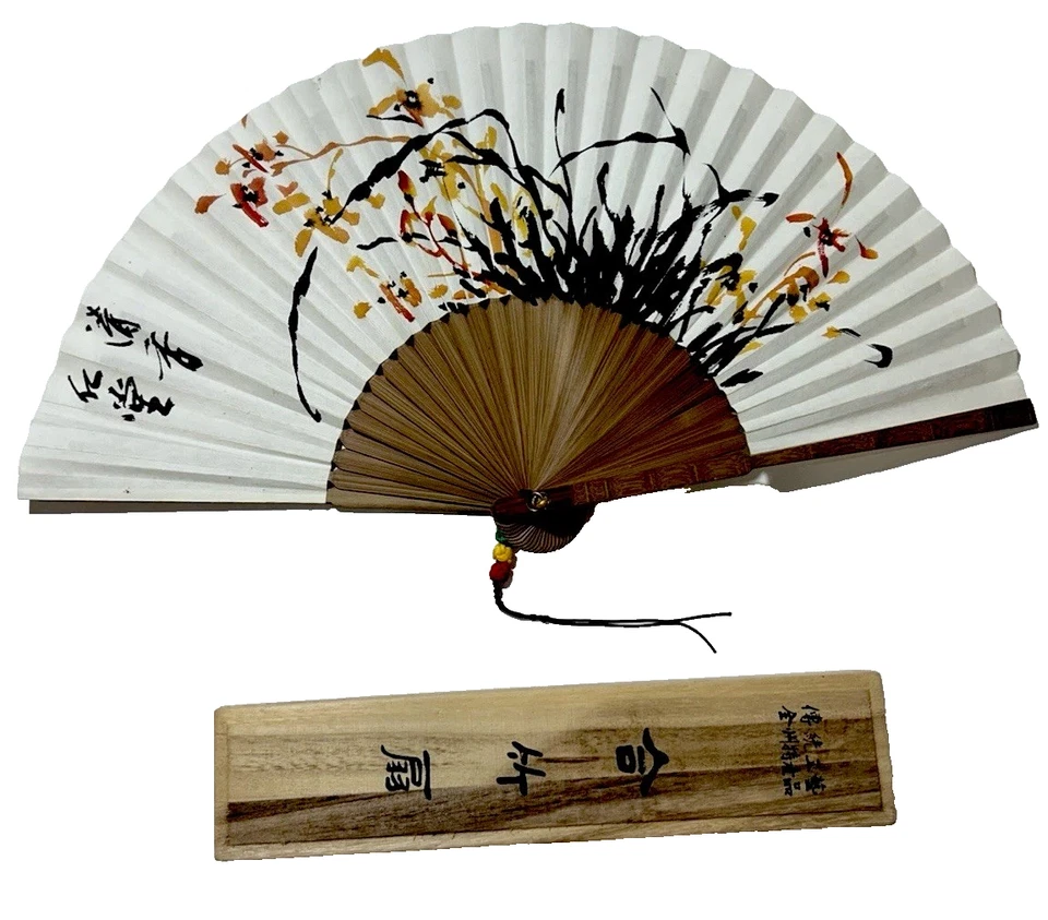 Abanico de mano plegable artesanías tradicionales coreanas de Japón diseño de boda vintage plegable Foto 1 de 4