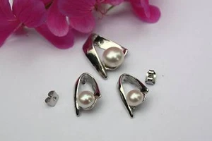 P5 Agua Dulce Perlas Set Joyas pendientes colgante cadena - Imagen 1 de 1