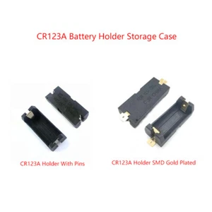 1 Cell CR123A Battery Holder Storage Case Open Box With Pins/SMD Black Plastic - Picture 1 of 4