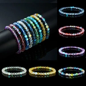 Moonstone Quartz Healing Beaded Bracelet Natural Stone Stretchy Bangle Jewelry - Picture 1 of 86