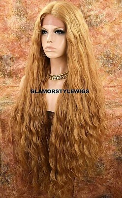 MEZCLA CABELLO HUMANO 3 VÍAS PARTE ENCAJE FRONTAL PELUCA COMPLETA EXTRA LARGA ONDULADA CAPAS CASTAÑO ROJIZO Foto 1 de 4