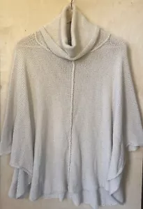Wooden Ships Drop Sleeve Poncho Sweater Loose Knit Cotton Blend Cream Size Small - Picture 1 of 8
