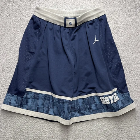 Georgetown Hoyas Basketball Shorts Mens Large Blue Mesh Jordan Brand 10" Inseam Cover