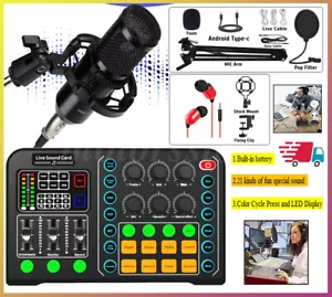 Studio Recording Kit Microphone Set Music Podcast Equipment Mixer Condenser Home - Picture 1 of 16