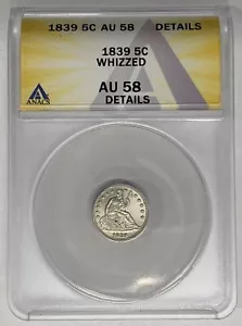 Moneda de medio centavo libertad sentada 1839 ANACS AU 58 detalles whizzed - Imagen 1 de 2