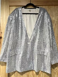 Open Edit Nordstrom Plus Size Women’s Sequin Blazer Jacket Size 3X Holiday - Picture 1 of 12